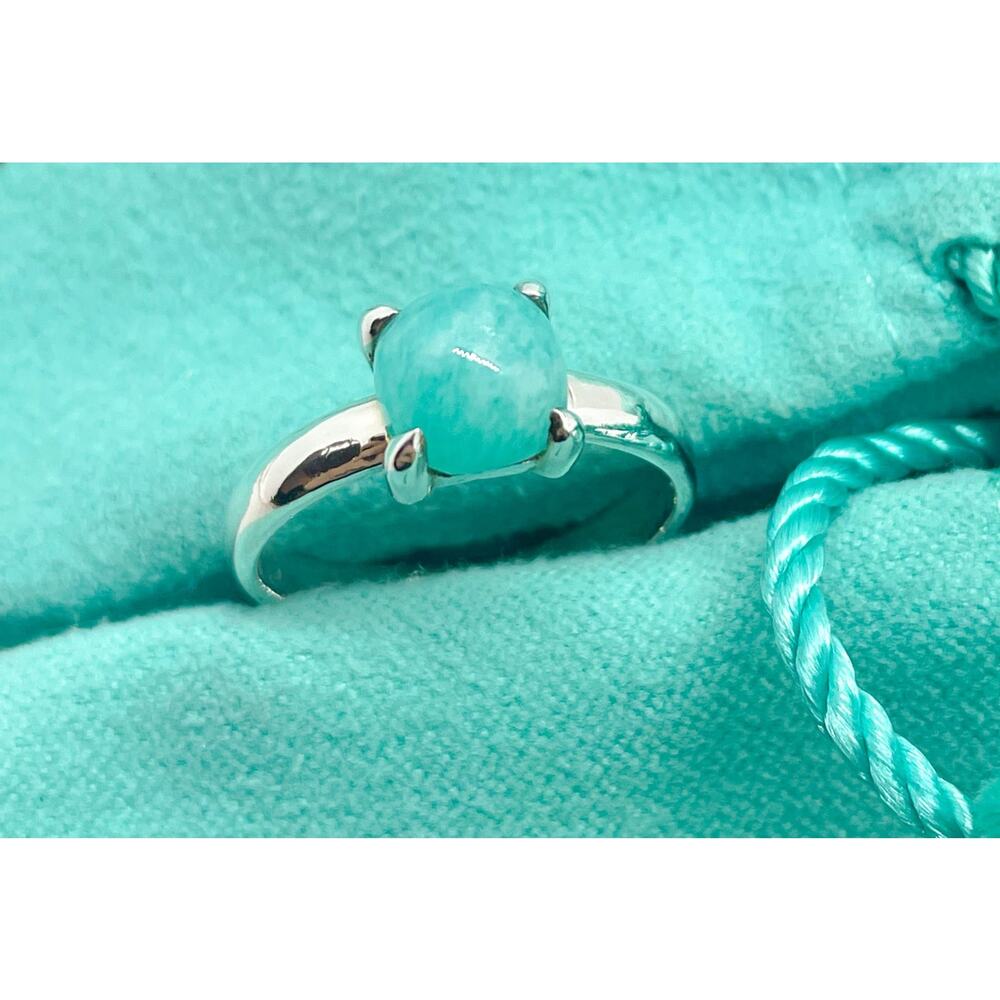 Tiffany & Co. Paloma Picasso 7mm Amazonite Sugar Stacks Ring - Size 6.75 - Picture 14 of 16